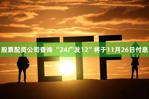 股票配资公司查询 “24广发12”将于11月26日付息